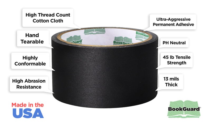 BookGuard Premium Bookbinding Repair Cloth Tape, 5 Yard Roll, 2 inch - Image 2