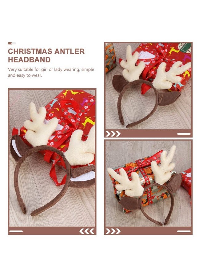 Sewroro Deer Antlers 1Pc Antler Headband Reindeer Headband With Plush Antler Ears Christmas Reindeer Antler Hair Hoop For Costume Party (White) Deer Ears - Image 2