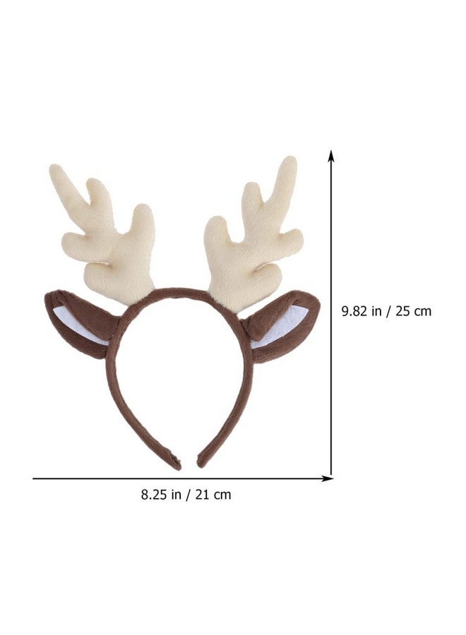 Sewroro Deer Antlers 1Pc Antler Headband Reindeer Headband With Plush Antler Ears Christmas Reindeer Antler Hair Hoop For Costume Party (White) Deer Ears - Image 4