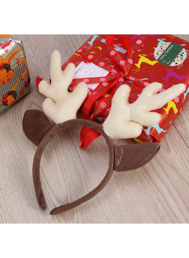 Sewroro Deer Antlers 1Pc Antler Headband Reindeer Headband With Plush Antler Ears Christmas Reindeer Antler Hair Hoop For Costume Party (White) Deer Ears - Image 5