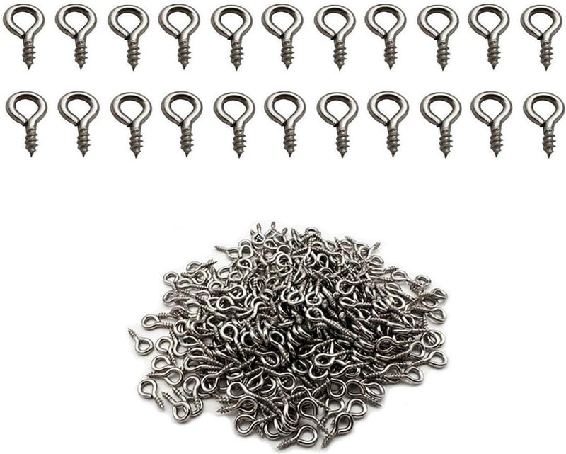 IDEALSV Small Screw Eye Pins (304) Stainless Steel 4mm x 8mm Eyelet Hook for Jewelry Tiny Hook Mini Screws Hooks Ring 300 Pcs - Image 1