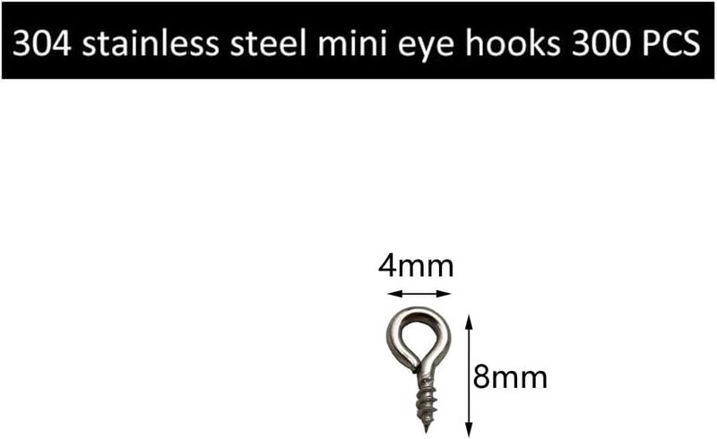 IDEALSV Small Screw Eye Pins (304) Stainless Steel 4mm x 8mm Eyelet Hook for Jewelry Tiny Hook Mini Screws Hooks Ring 300 Pcs - Image 3