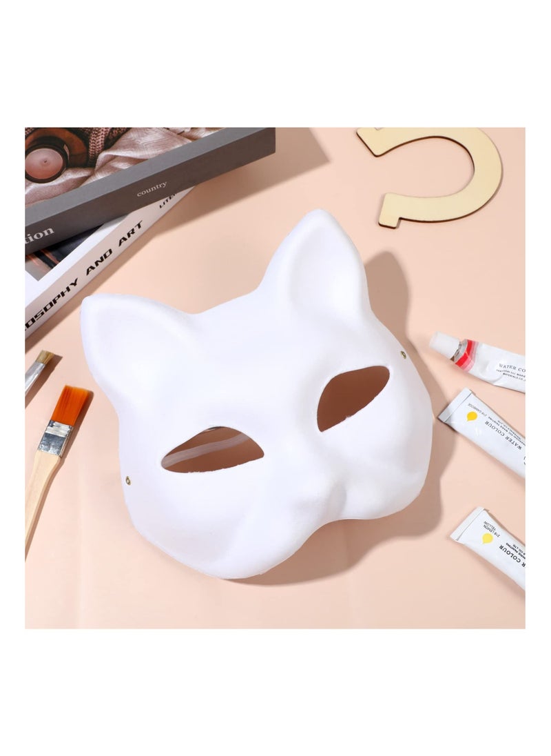 Y&D DIY Unpainted White Paper Mask Fox Cat Face Pulp Blank Hand Painted Personality Design for Dance Party Festival Performance (5 Pcs)  - Image 4