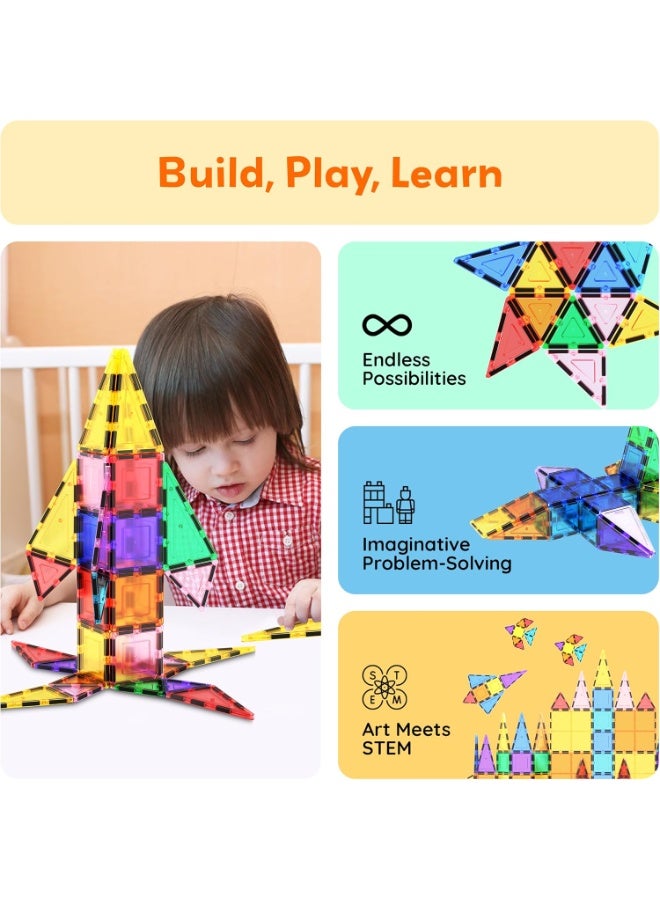 PicassoTiles بلاط بيكاسو المغناطيسي مع حقيبة سفر 101 قطعة | ألعاب STEM | مجموعة ألعاب تعليمية | كتل تكديس | تعزز مهارات حل المشكلات والمهارات الحركية الدقيقة | تحسن التنسيق والإبداع | هدية للأطفال والرضع | مجموعة بناء لتطوير عقل الطفل - Image 3