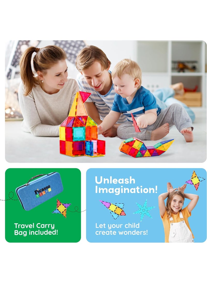 PicassoTiles بلاط بيكاسو المغناطيسي مع حقيبة سفر 101 قطعة | ألعاب STEM | مجموعة ألعاب تعليمية | كتل تكديس | تعزز مهارات حل المشكلات والمهارات الحركية الدقيقة | تحسن التنسيق والإبداع | هدية للأطفال والرضع | مجموعة بناء لتطوير عقل الطفل - Image 4