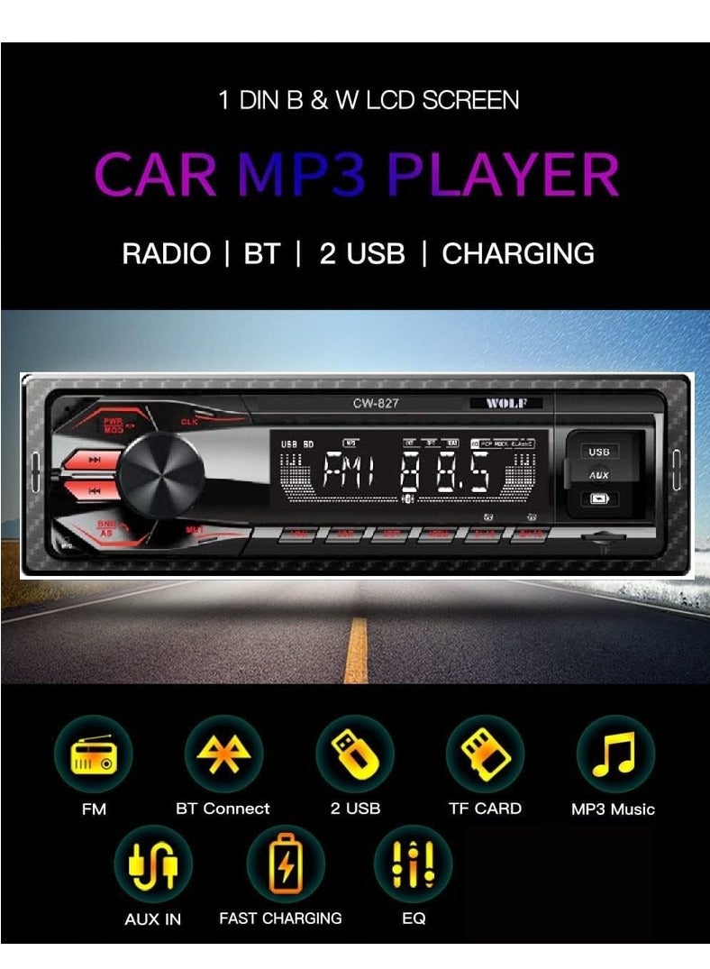 Wolf Bluetooth Car Cassette ( 2x USB, AUX, FM ) – CW 827  - Image 1