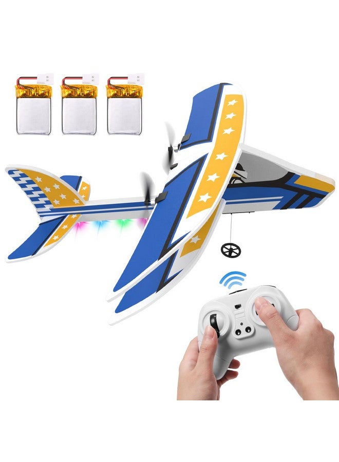 Rc Plane, 2.4Ghz Remote Control Airplane W/ 3 Batteries & 6-Axis Gyro Stabilizer, 2Ch Rtf Rc Glider Toy For Beginners Kids Boys Girls Adults