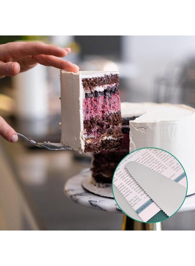 دوغي طقم تقطيع الكيك الفاخر المكون من قطعتين ، سكين رائع وخادم بتصميم مسنن ، يتضمن سكين كيك وملعقة فطيرة للمعجنات والبيتزا والحلويات - Image 3