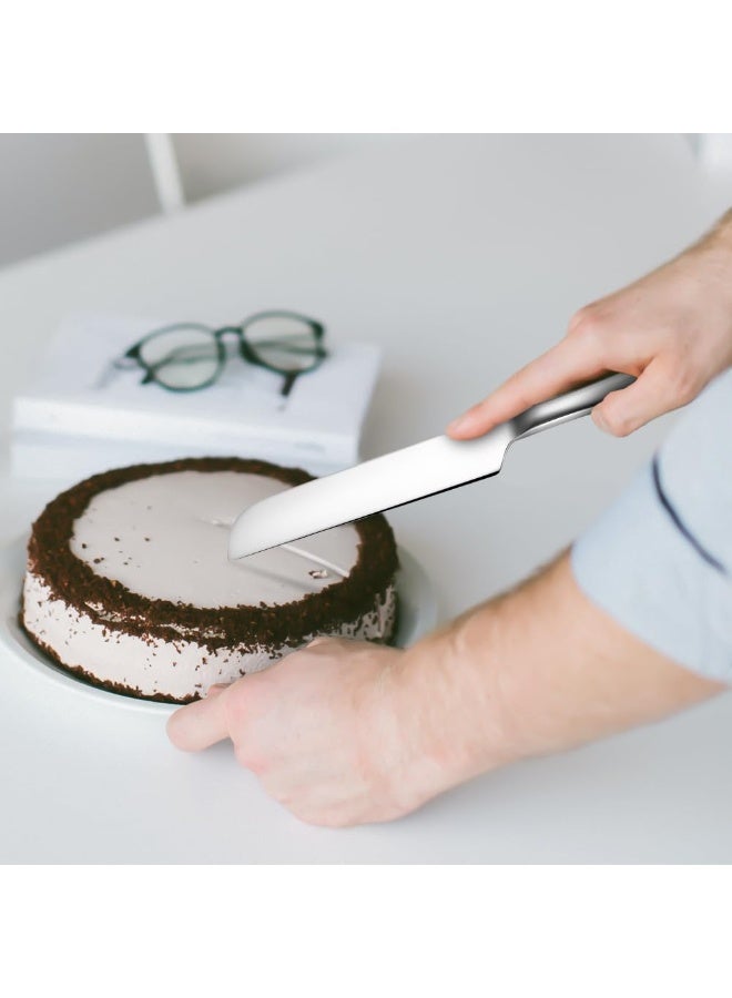 دوغي طقم تقطيع الكيك الفاخر المكون من قطعتين ، سكين رائع وخادم بتصميم مسنن ، يتضمن سكين كيك وملعقة فطيرة للمعجنات والبيتزا والحلويات - Image 4