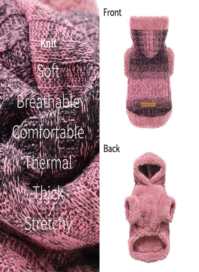 فيت وورم كنزة Fitwarm الصوفية للكلاب، ملابس شتوية محبوكة للكلاب الصغيرة، طقم بغطاء رأس للقطط، لون وردي فاتح، أسود، مقاس XS - Image 5