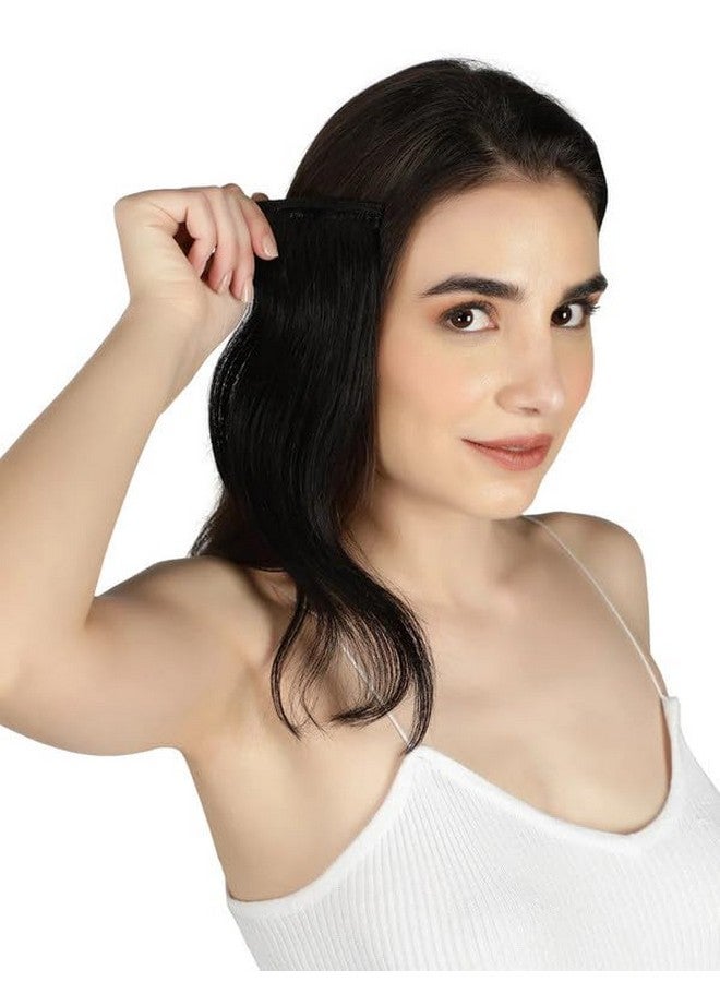 LUSH LOCKS Side Patch Volumizer Human Hair Extensions For Women And Girls Color - Black | Size - Large  - Image 3
