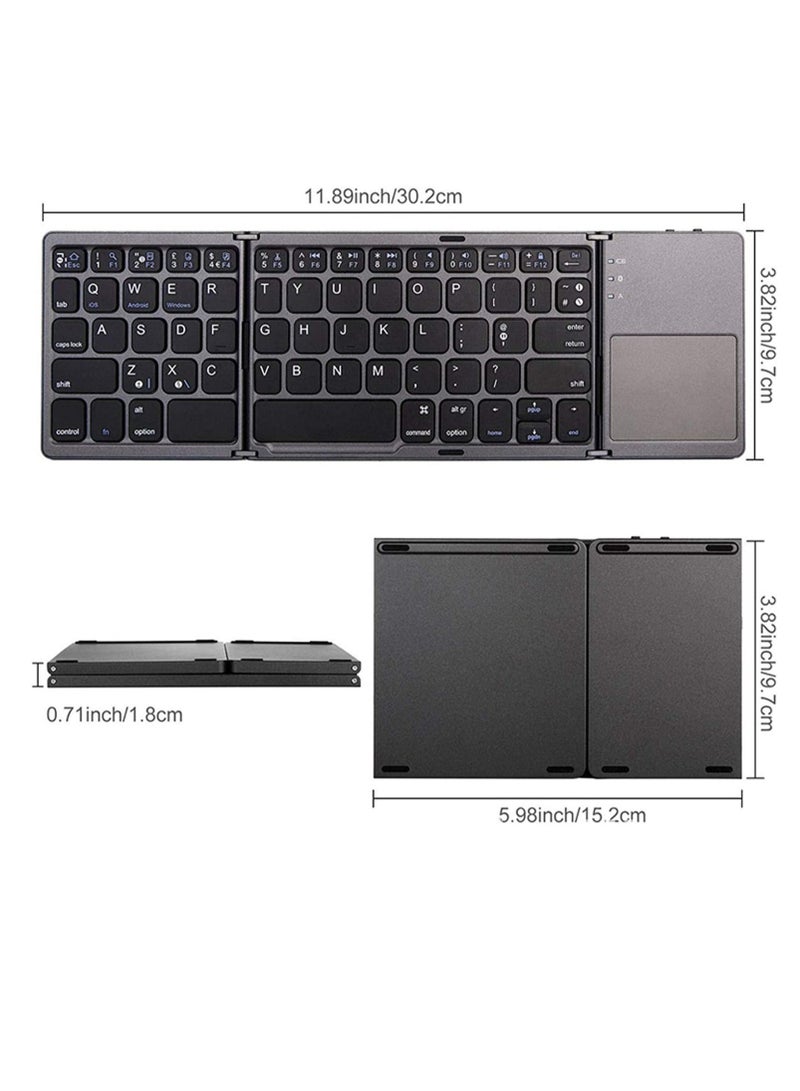 B033 three system Universal three folding with touch pad phablet computer wireless Bluetooth portable mini keyboard - Image 4