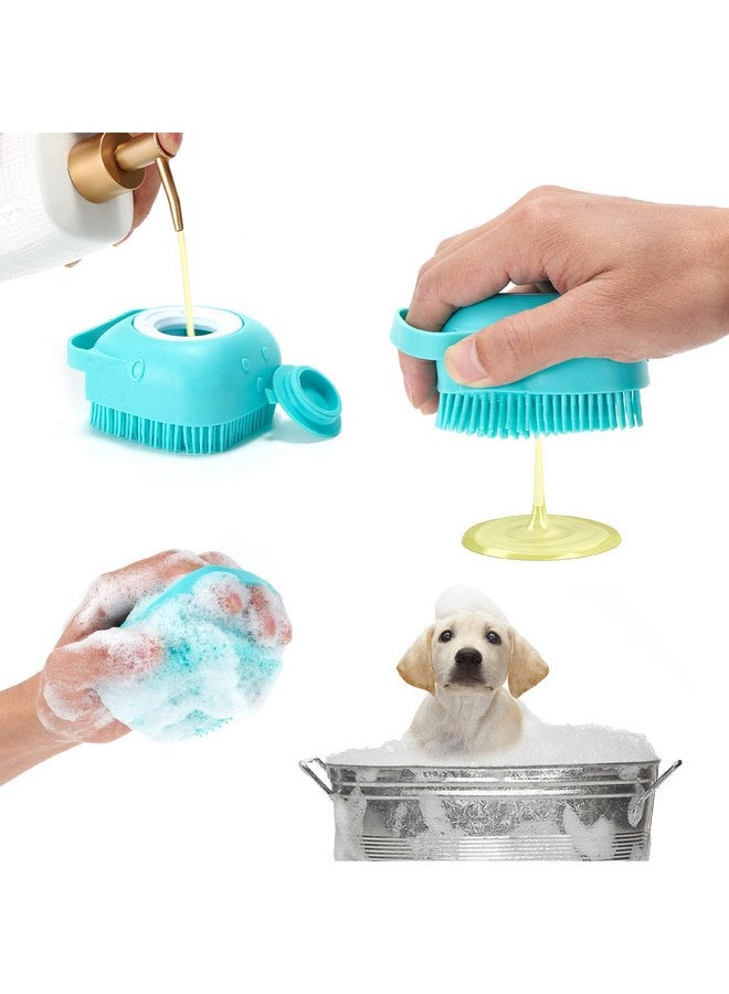 WOBEVB 6Pcs Silicone Pet Grooming Set: Bath Massage Dispenser Brush, Finger Toothbrush, Nail Clippers and File for Dogs and Cats - Image 2