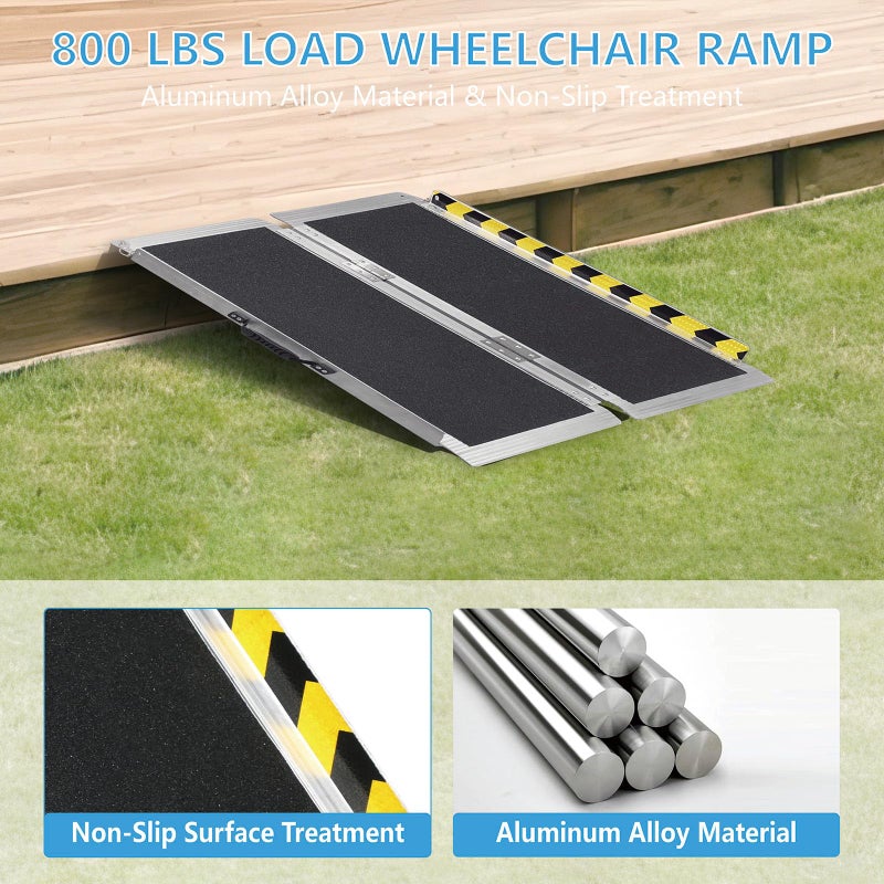 THDUGG 3FT Portable Wheelchair Ramp, Non-Slip Aluminum Folding Handicap Ramp, 800 LBS Capacity Door Threshold Ramps for Home Steps, Scooter Ramp for Car, Doorways, Curbs, Stairs, Cart, Wheel Chair Steps - Image 5