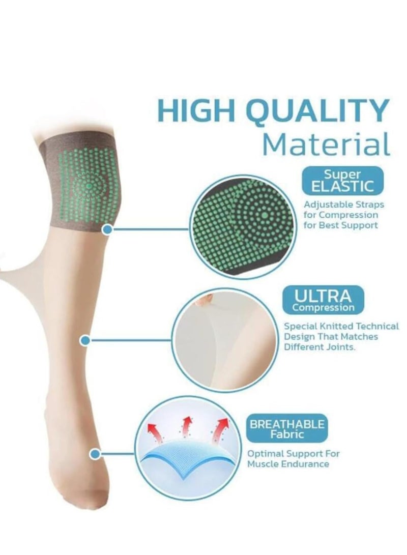 SYOSI Ionic Correction Lymphatic Detoxification Long Tube Silk Stockings, 3 Pair Mugwort Acupressure Shaping Stretch Socks - Image 2