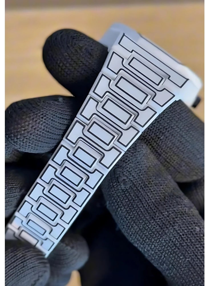 ام جي ساعة يد رجالية من الكربون, لون أبيض, نسخة اليوم الوطني أنيقة وفخمة. - Image 4