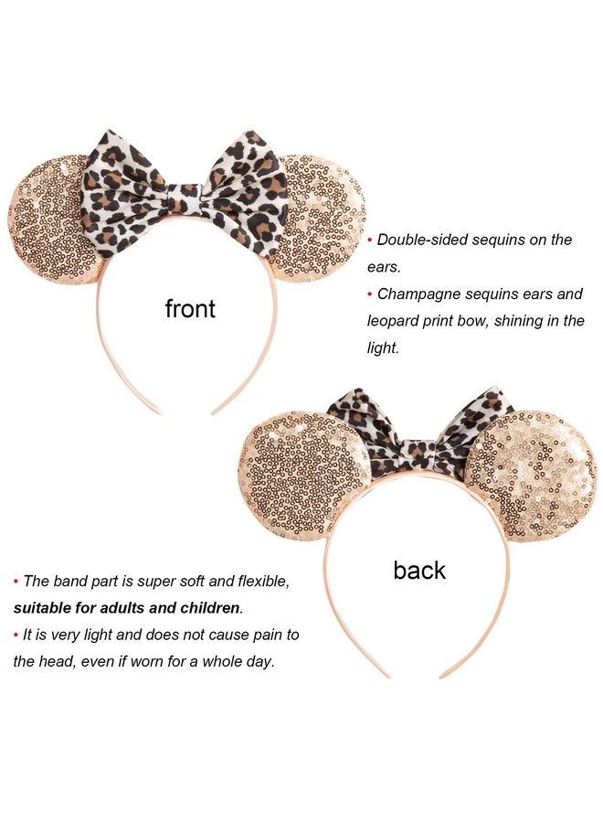 CHuangQi Mouse Ears Headband With Shiny Bow Doublesided Sequins Glitter Hair Band For Birthday Party Celebration & Event (Xc11) - Image 3