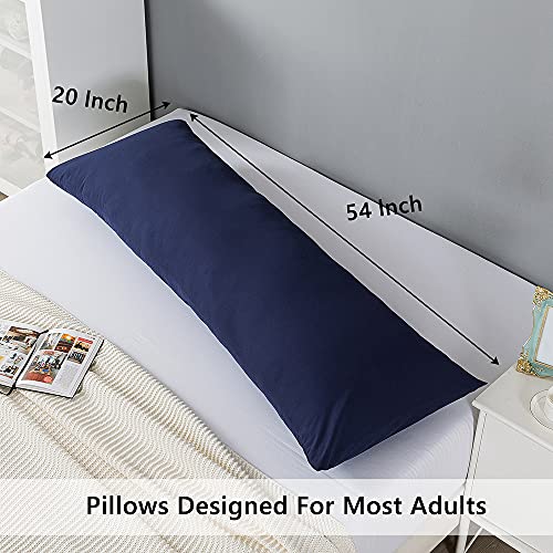 ELNIDO QUEEN Body Pillow with Pillowcase - Soft Long Bed Pillow for Adults - Breathable Full Body Pillow Insert for Sleeping, 20x54inches, Navy Blue - Image 3