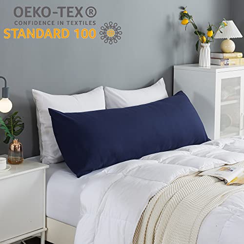 ELNIDO QUEEN Body Pillow with Pillowcase - Soft Long Bed Pillow for Adults - Breathable Full Body Pillow Insert for Sleeping, 20x54inches, Navy Blue - Image 2