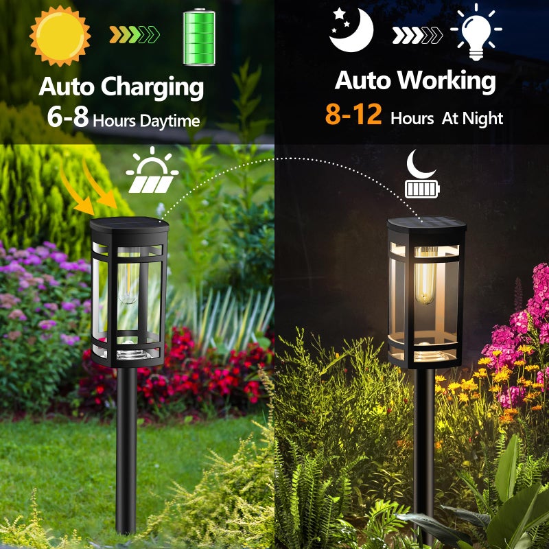 EXCMARK 12 Pack Solar Lights Outdoor Waterproof for Garden Pathway Walkway Driveway Yard Lawn Decorative Landscape Lighting. (Warm White Light, 12) - Image 3