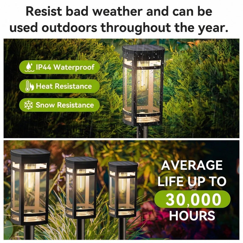 EXCMARK 12 Pack Solar Lights Outdoor Waterproof for Garden Pathway Walkway Driveway Yard Lawn Decorative Landscape Lighting. (Warm White Light, 12) - Image 5