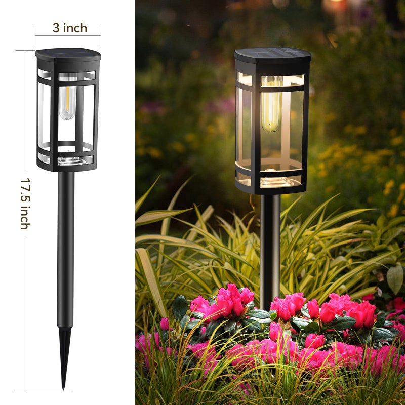 EXCMARK 12 Pack Solar Lights Outdoor Waterproof for Garden Pathway Walkway Driveway Yard Lawn Decorative Landscape Lighting. (Warm White Light, 12) - Image 2