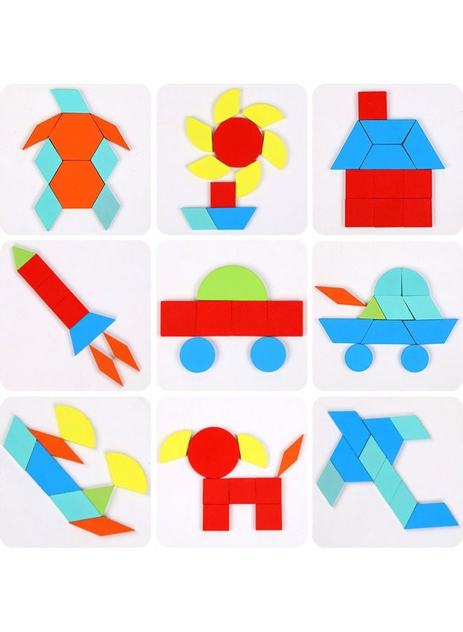 NIBEMINENT 160-Piece Wooden Tangram Puzzle Set - Image 4