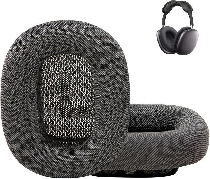 EARROCK Ear Cushions Replacement Fabric Earpads for AirPods Max Sweat Proof with Mesh Fabric and Magnet Black - Image 1