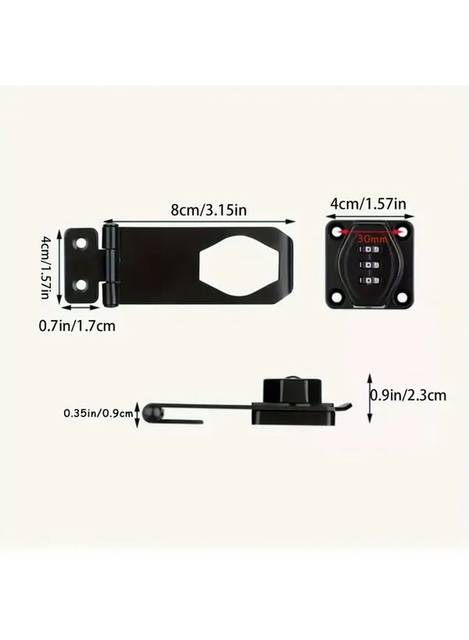 Easy Install No Drill 3 Digit Combination Lock Black For Cabinet Drawer Wardrobe - Image 4