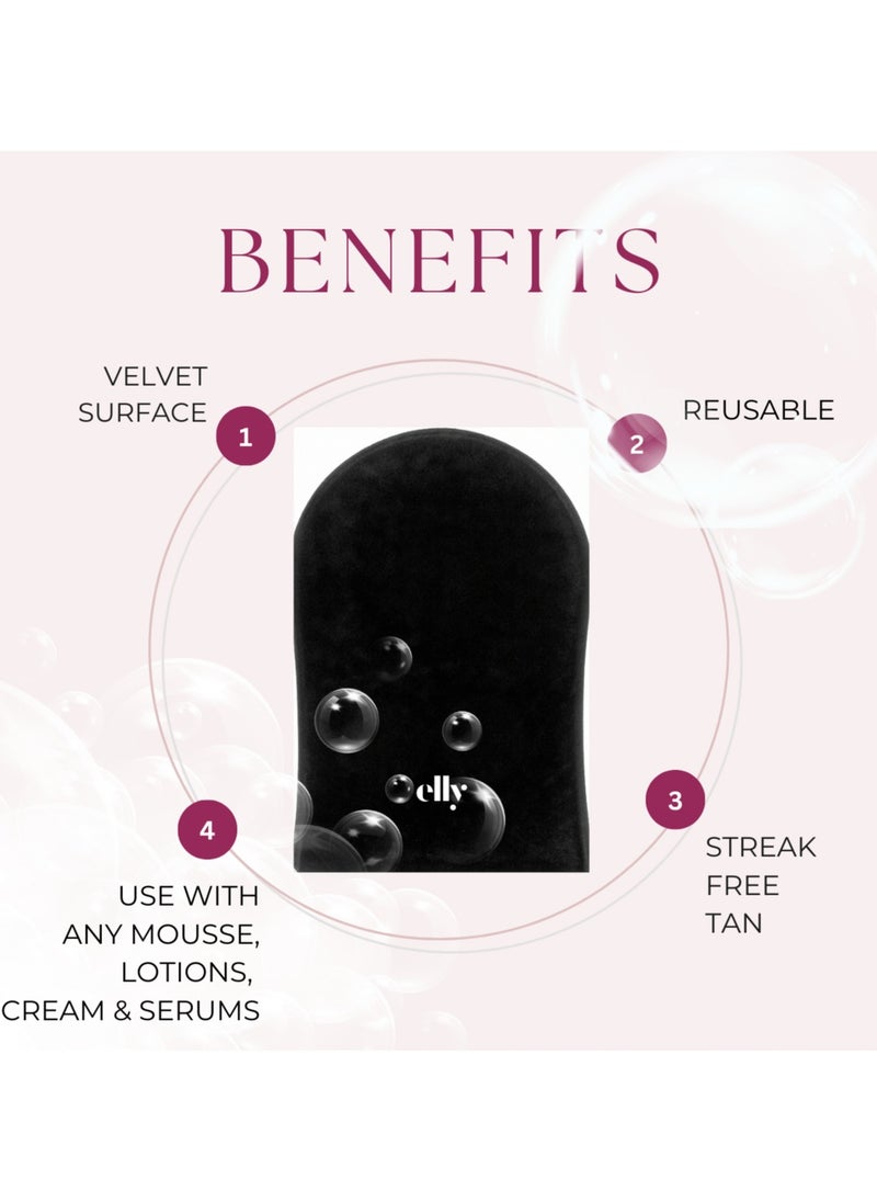 Elly ELLY - Velvet Luxe Self Tanning Applicator Mitt Glove, Soft Touch, Waterproof, Streak-Free Application  - Image 2