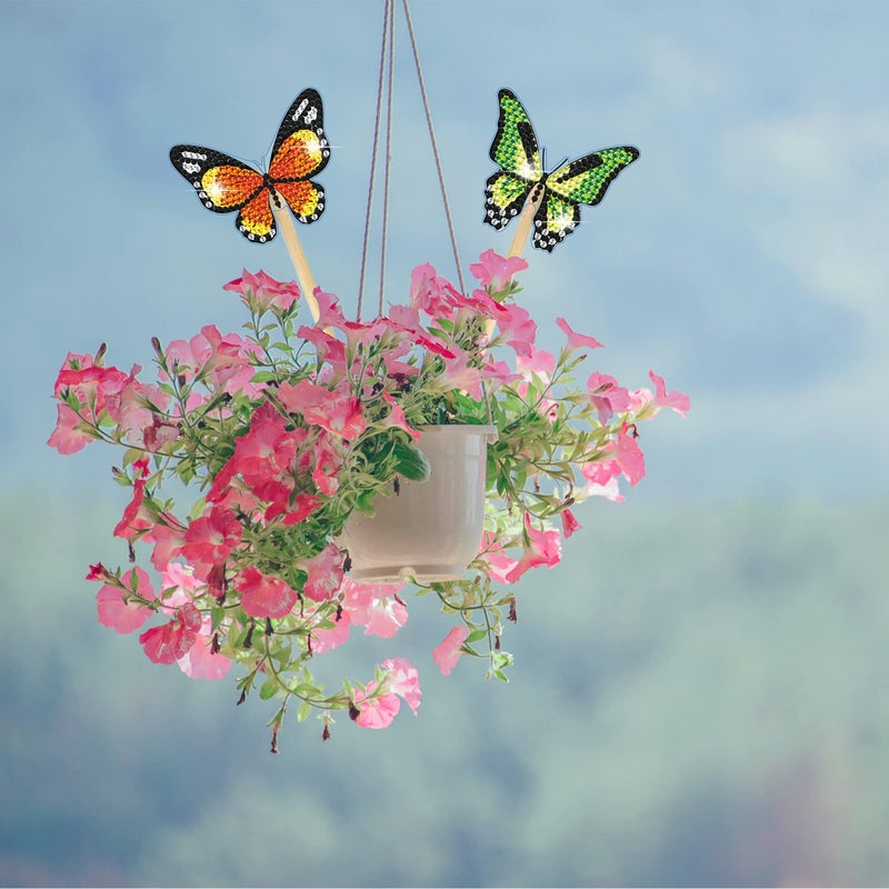 Vcekract 8 Pcs Butterfly Diamond Painting Kits, Diamond Art Kits for Garden Decor, Butterfly Stakes Diamond Art Kits for Adults, Crafts for Adults - Image 4