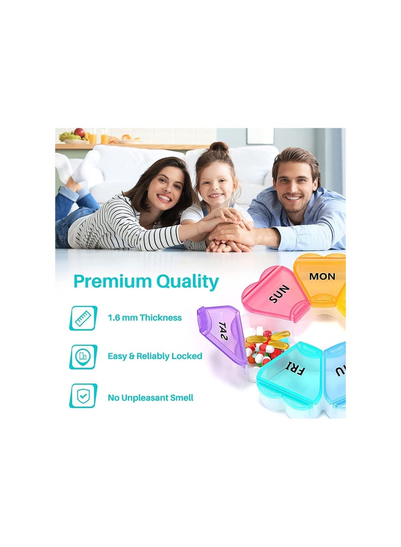 SYOSI Large Weekly Pill Organizer, Pill Box, Reusable Pill Case, Travel Pill Organizer, 7 Day Portable Pill Box Case for Vitamin, Cod Liver Oil, Pills, Supplements, Petal Box Round 7-cell Box - Image 3