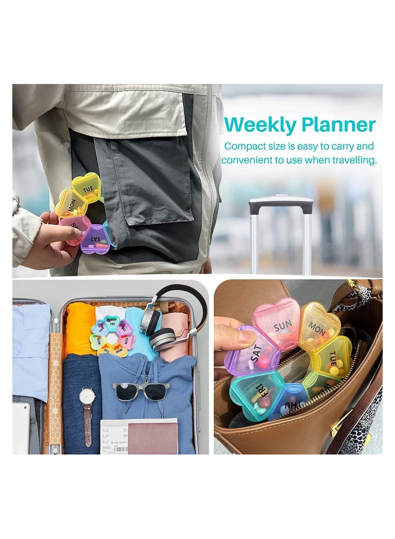 SYOSI Large Weekly Pill Organizer, Pill Box, Reusable Pill Case, Travel Pill Organizer, 7 Day Portable Pill Box Case for Vitamin, Cod Liver Oil, Pills, Supplements, Petal Box Round 7-cell Box - Image 5