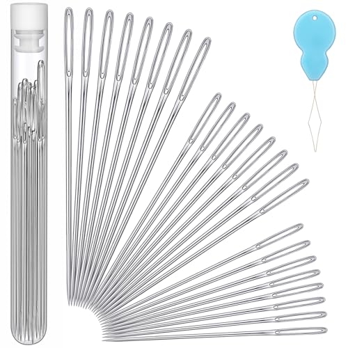 JNENERY 24 PCS Large Eye Sewing Needles, 3 Size Sewing Needles, Leather Embroidery Thread Sharp Needle, Stainless Steel Yarn Knitting Needle for Handsewing, Crafts, Repair, Quilting - Image 1