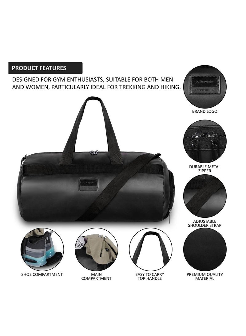Storyteller DERBY  Gym Bag With Shoes Compartment Light Weight Sports Bag Travel Duffle Bag For Unisex Balck - Image 4