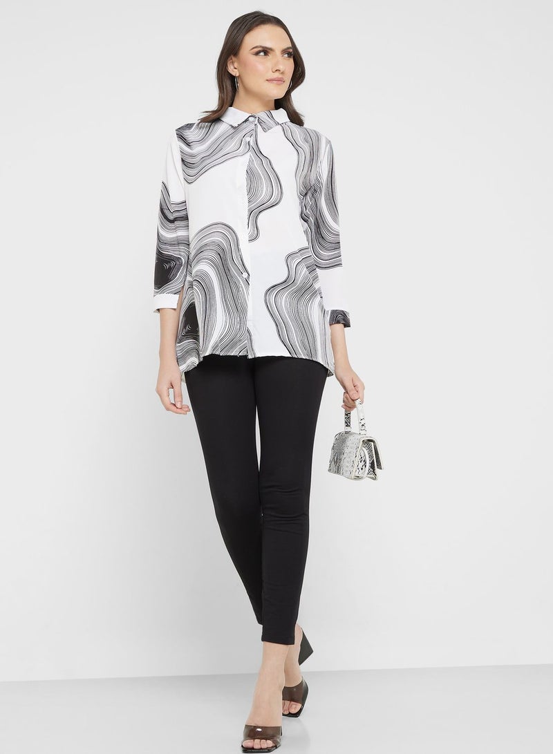ELLA Printed Button Down Shirt  - Image 4