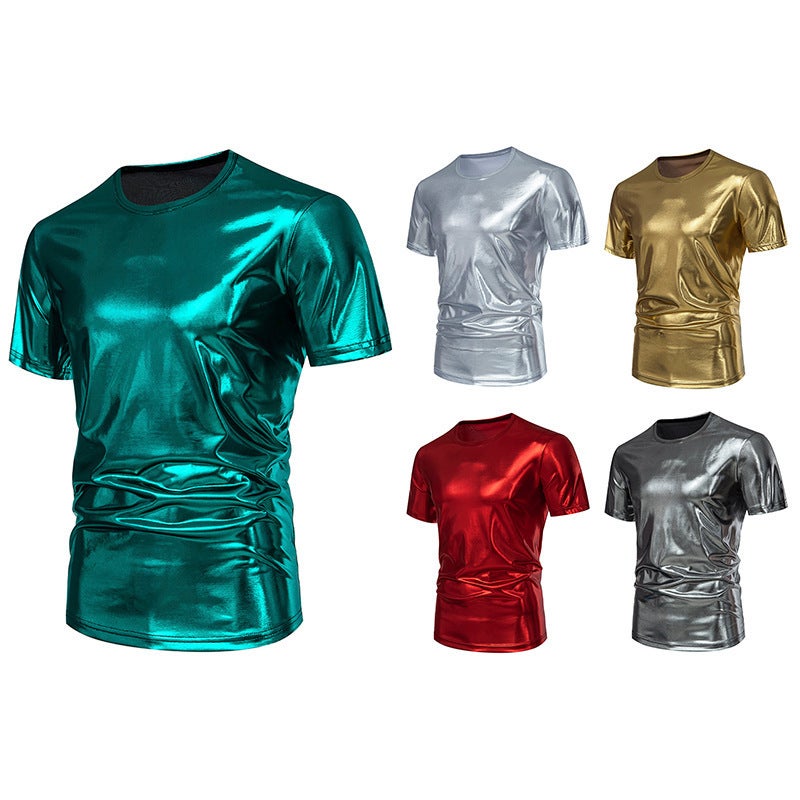 Men'S Party Stage Bright Short Sleeve Round Neck T-Shirt 004P30 - Image 4