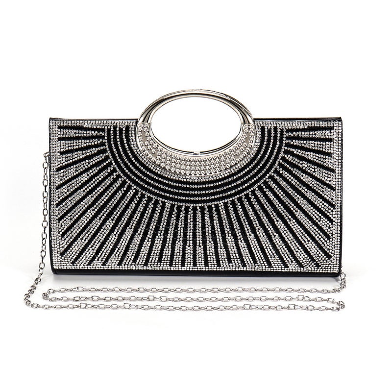 Temshiyin Popular Fashion Evening Bag Shiny Rhinestone Striped Handbag Wedding Bridesmaid Bag - Image 5
