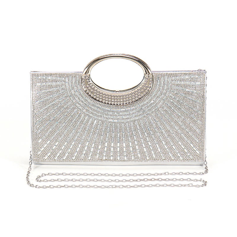 Temshiyin Popular Fashion Evening Bag Shiny Rhinestone Striped Handbag Wedding Bridesmaid Bag - Image 4