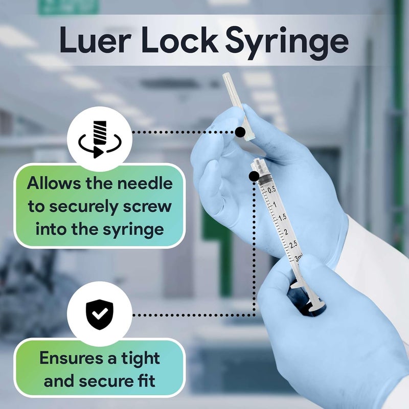 FifthPulse 3 ml Syringe without Needle - 25 Pack of Individually Wrapped Disposable Syringes - Good for Medical, Scientific Lab, Home Use, and More - Sterile Luer Lock Syringes Worldwide simple practical design - Image 2