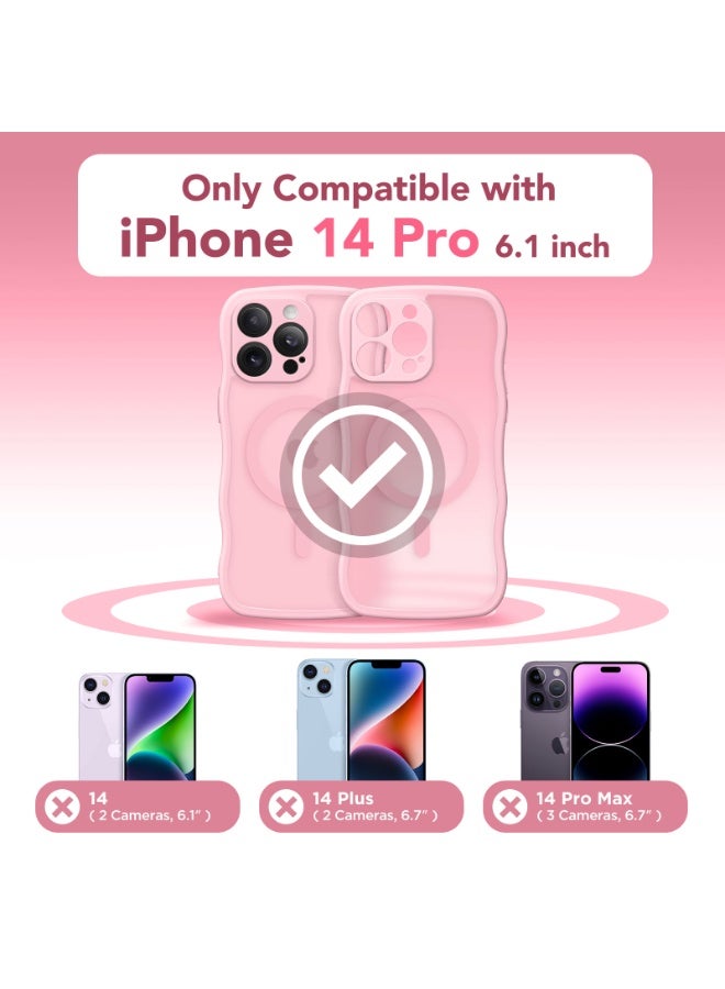 CAPRARO Cute for iPhone 14 Pro Case, Compatible with MagSafe, [Curly Wave Edge] [Full Camera Protection] [14 FT Drop Shockproof Protection] Magnetic Phone Case for 14 Pro 6.1 Inch, Peach Pink - Image 2