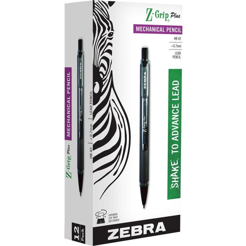 Zebra Pen ZGrip Mechanical Pencil Smooth Writing LatexFree Grip 07mm Lead 2 HB Shake to Advance Lead for School Office Everyday Use Refillable Clear Barrel 12Pack 55410 - Image 2