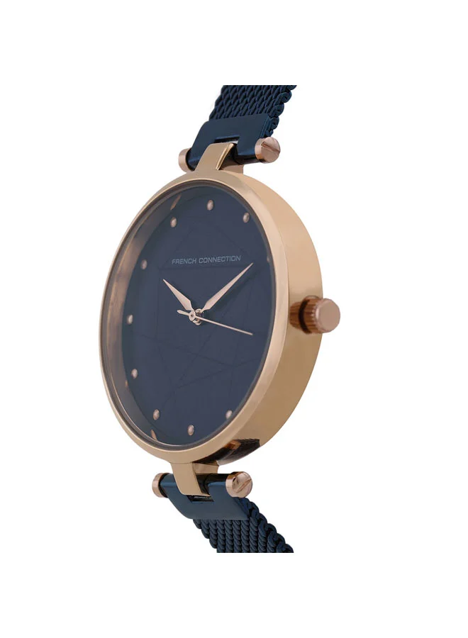 فرنش كونكشن 35.5mm Women's Quartz Watch with Blue Dial