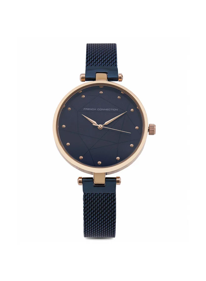 فرنش كونكشن 35.5mm Women's Quartz Watch with Blue Dial