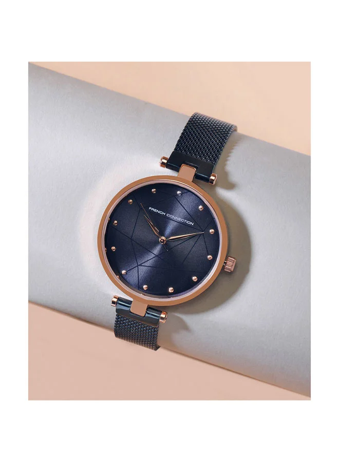 French Connection 35.5mm Women's Quartz Watch with Blue Dial