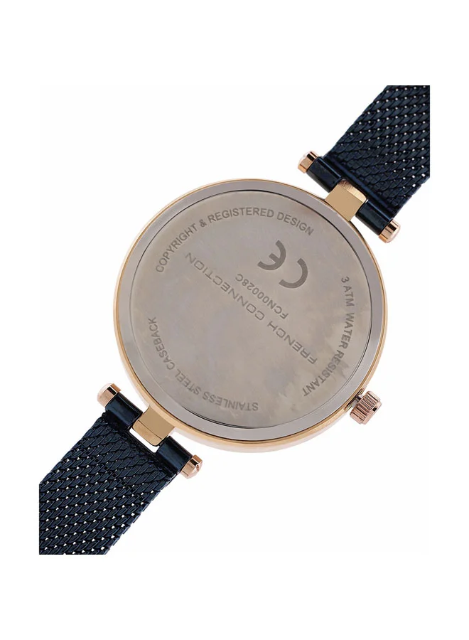 French Connection 35.5mm Women's Quartz Watch with Blue Dial
