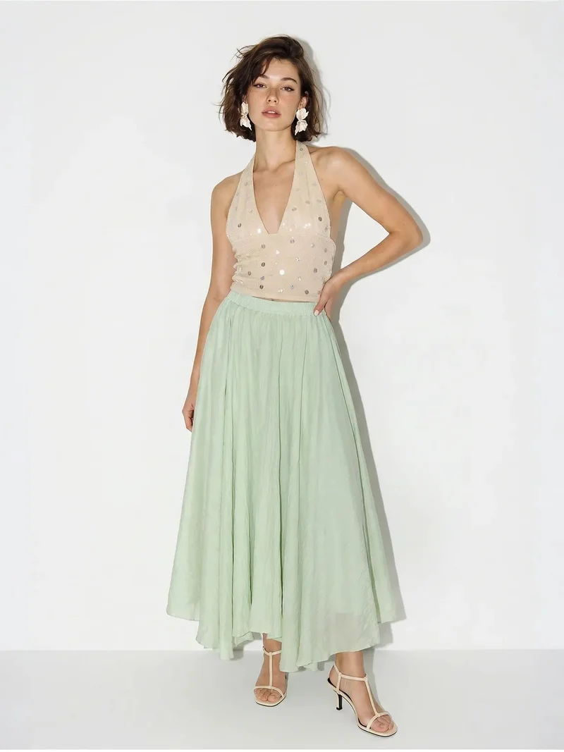 بيانكو لوتشي LUCCI High-Waist Maxi A-Line Skirt