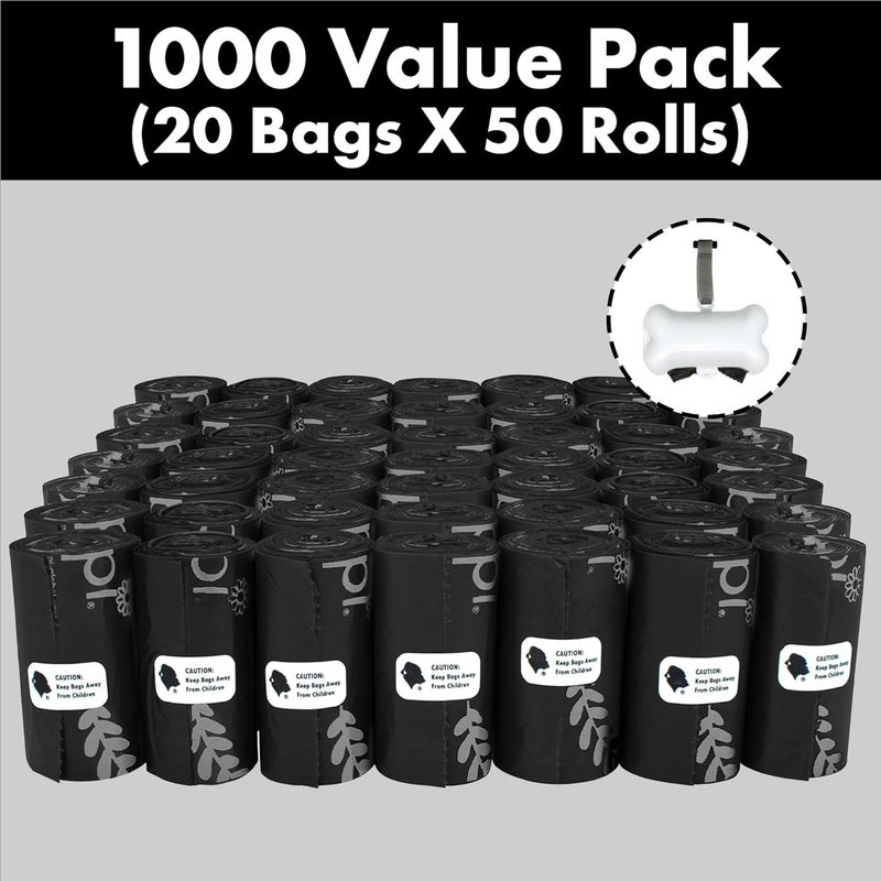 GORILLA SUPPLY Dog Poop Waste Bags with Dispenser and Leash Tie, 9" x 13", Black, 1000 Count - Image 2