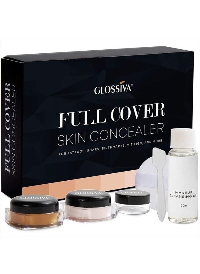 GLOSSIVA - Tattoo Concealer - Skin Concealer - Waterproof - For Dark Spots, Scars, Vitiligo, And More - Tattoo Cover-Up Makeup - Use on Body, For Legs, for Men and Women (248.9g) - Image 1