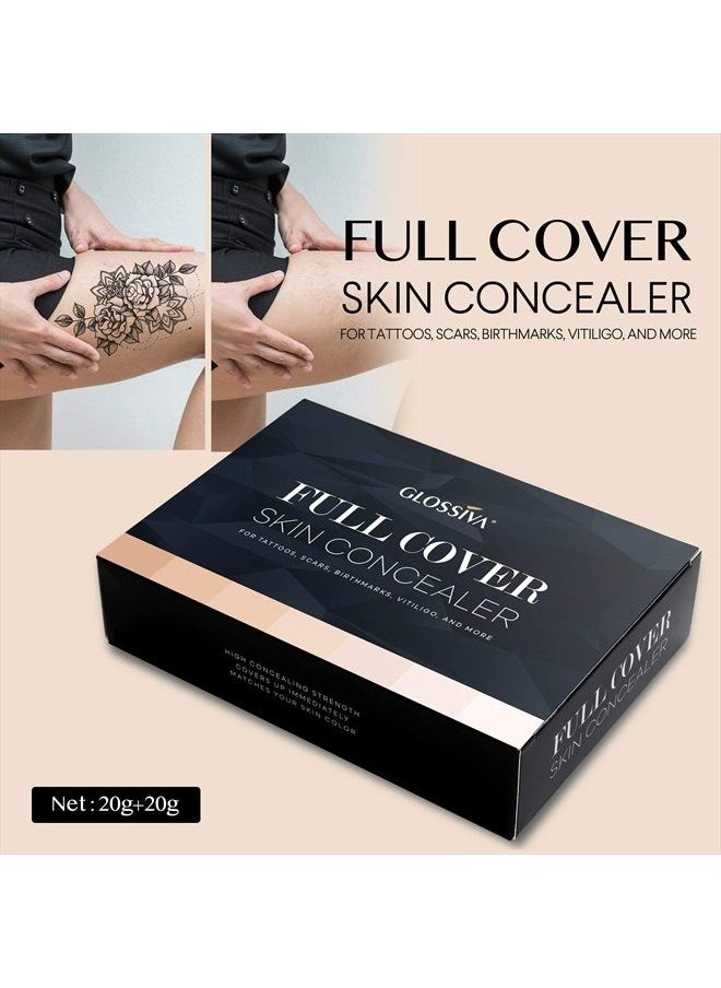 GLOSSIVA - Tattoo Concealer - Skin Concealer - Waterproof - For Dark Spots, Scars, Vitiligo, And More - Tattoo Cover-Up Makeup - Use on Body, For Legs, for Men and Women (248.9g) - Image 1